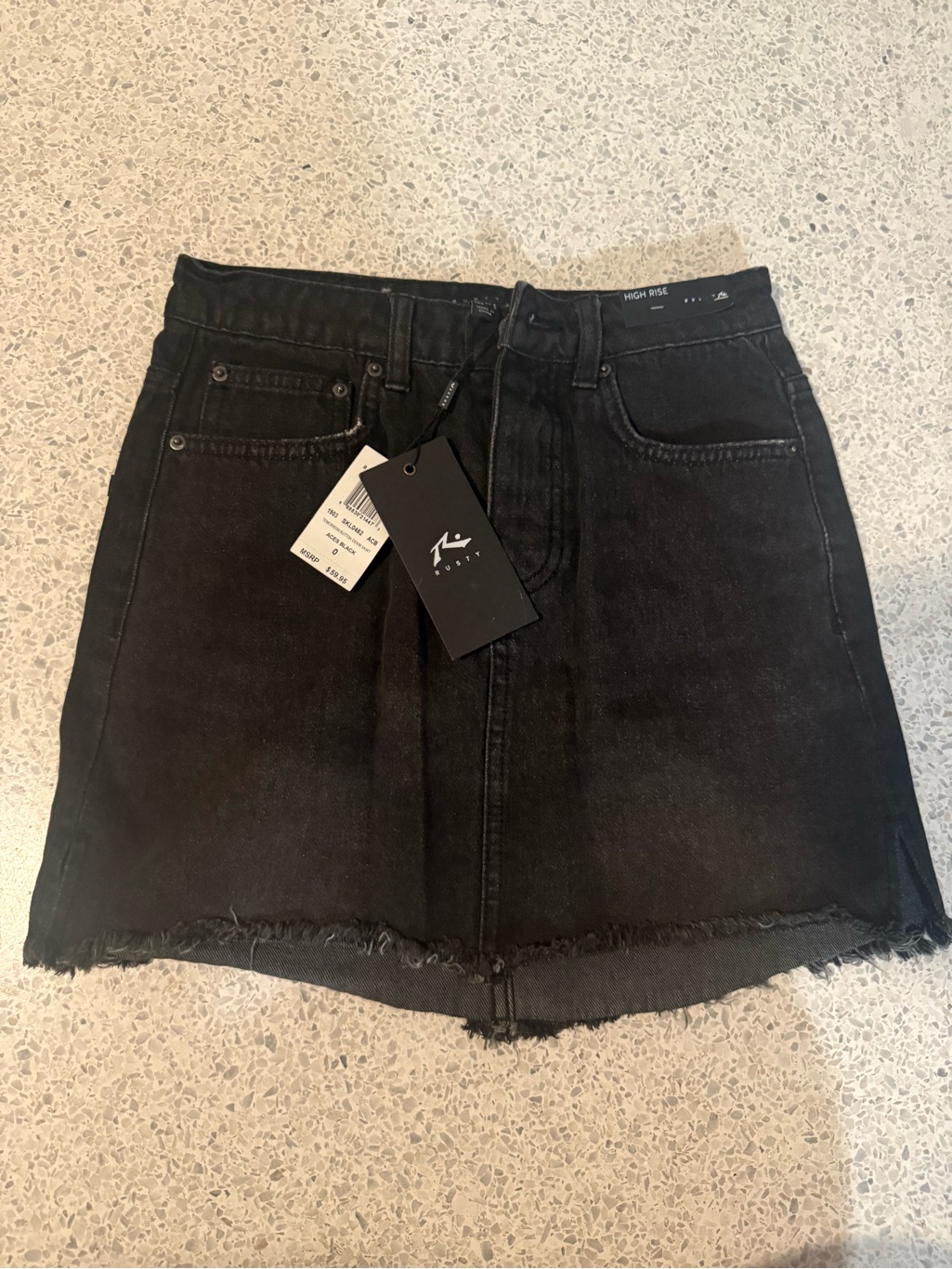 Rusty Black High-Rise Mini Denim Skirt